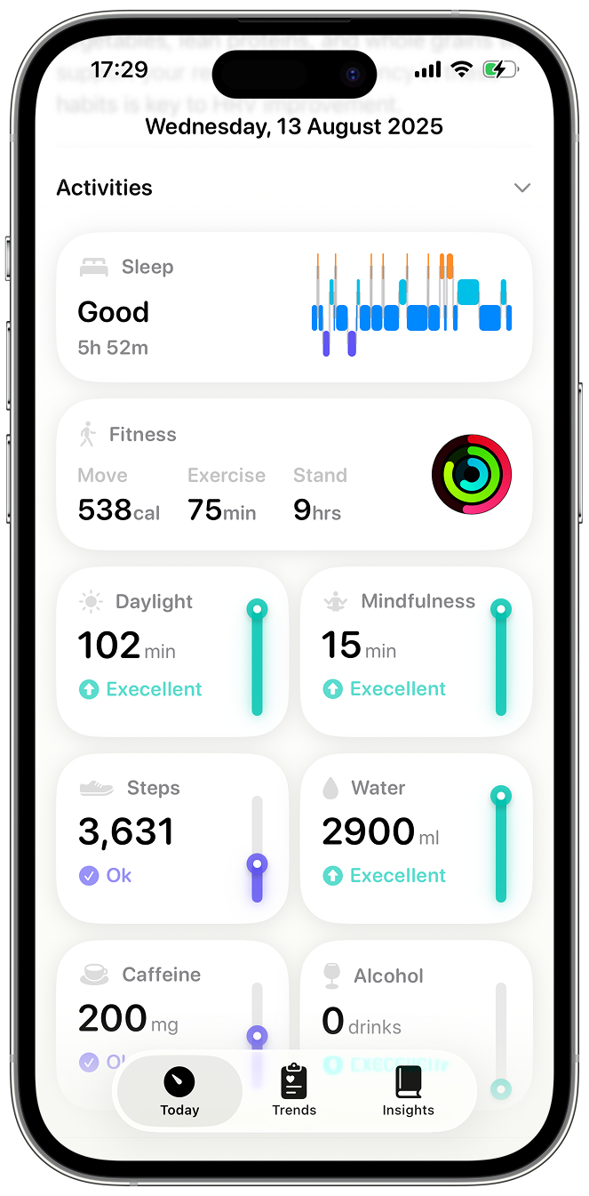 Harvee habit tracking interface